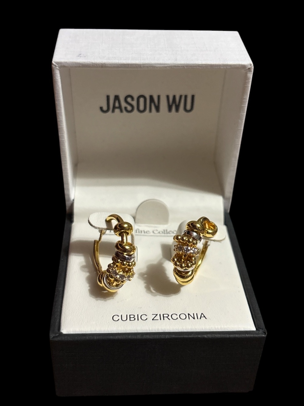 Jason Wu Gold Tone Cubic Zirconia Cluster Huggie Earrings
